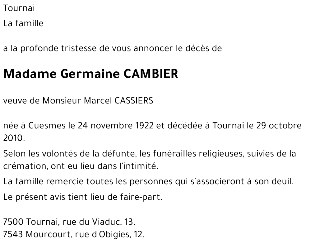 Germaine cambier