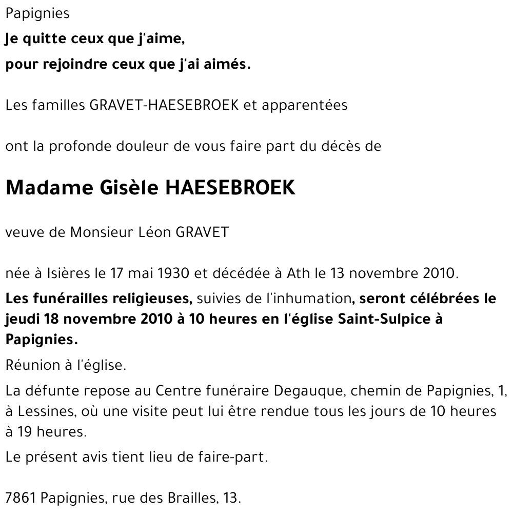 Gisèle HAESEBROEK
