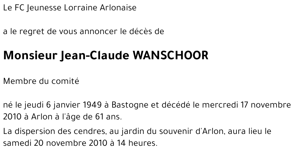 Jean-Claude WANSCHOOR