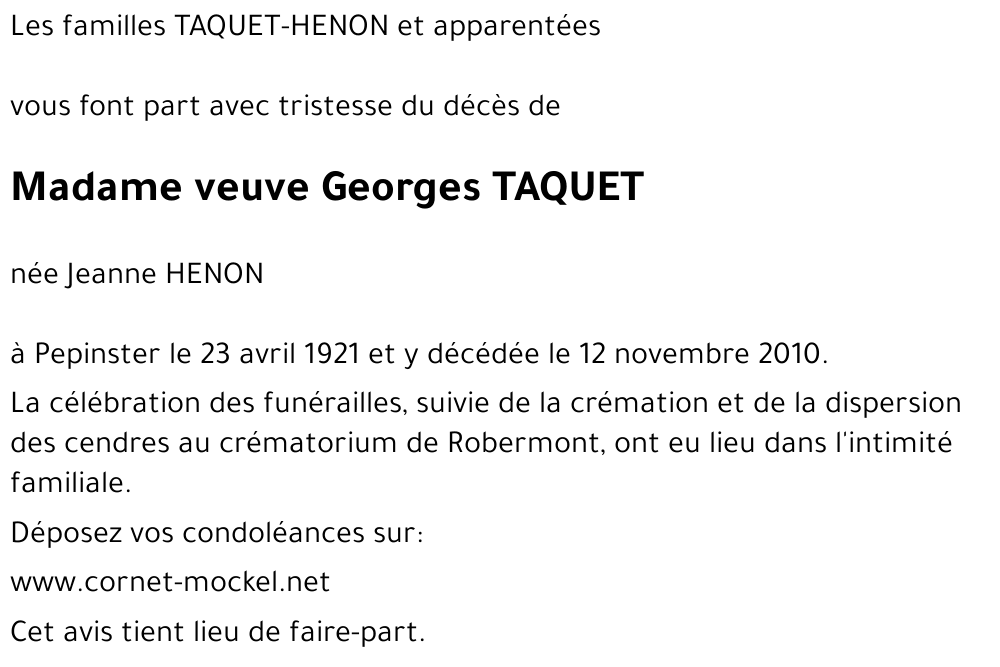 Jeanne HENON