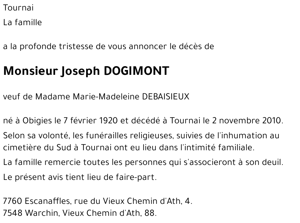 Joseph DOGIMONT
