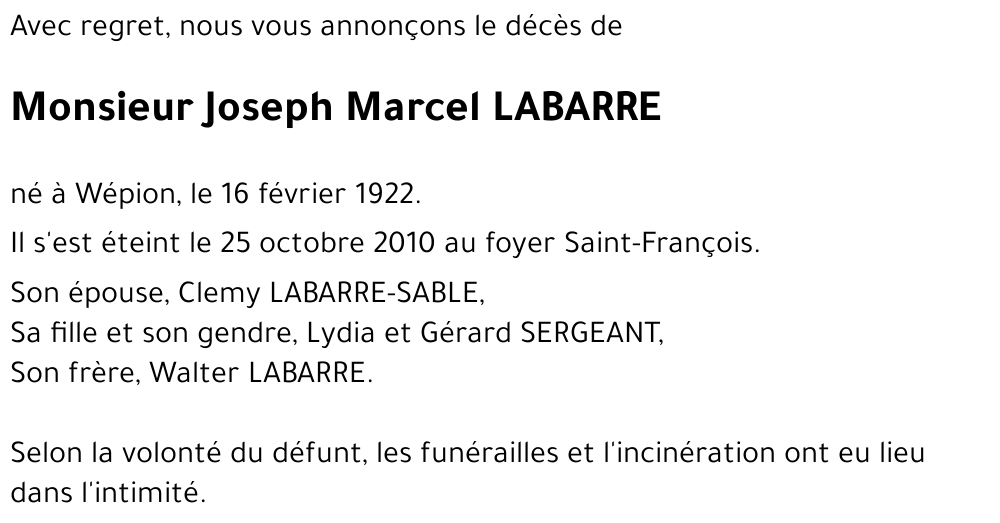 Joseph Marcel LABARRE