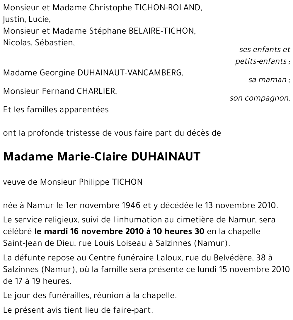 Marie-Claire DUHAINAUT