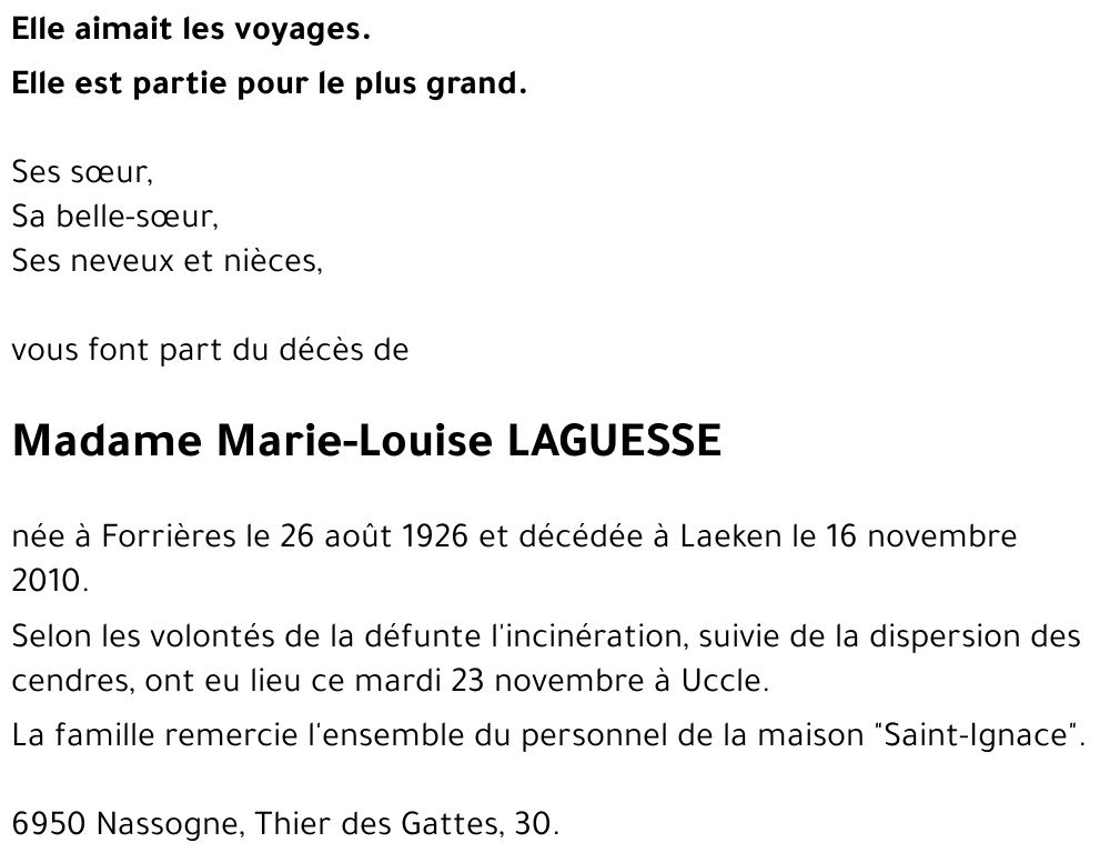 Marie-Louise LAGUESSE