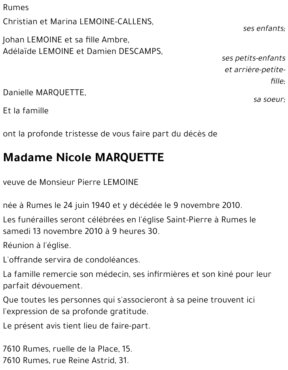 Nicole MARQUETTE