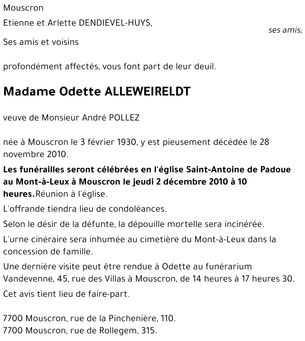 Odette ALLEWEIRELDT