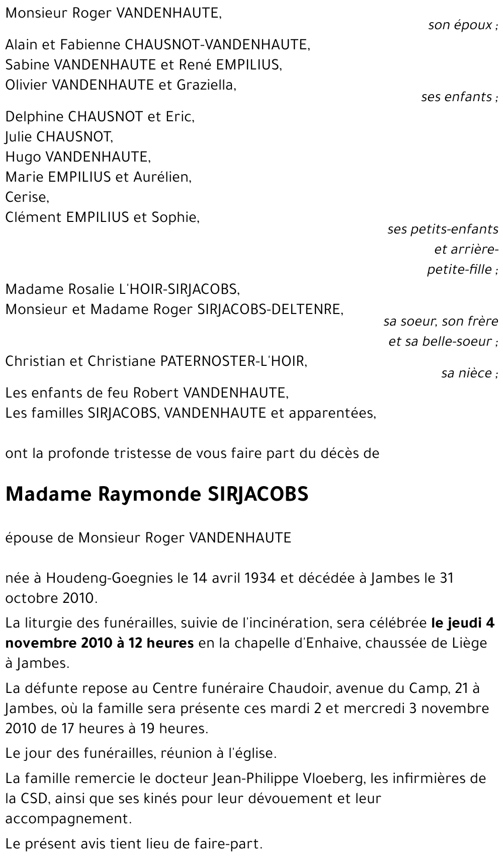 Raymonde SIRJACOBS