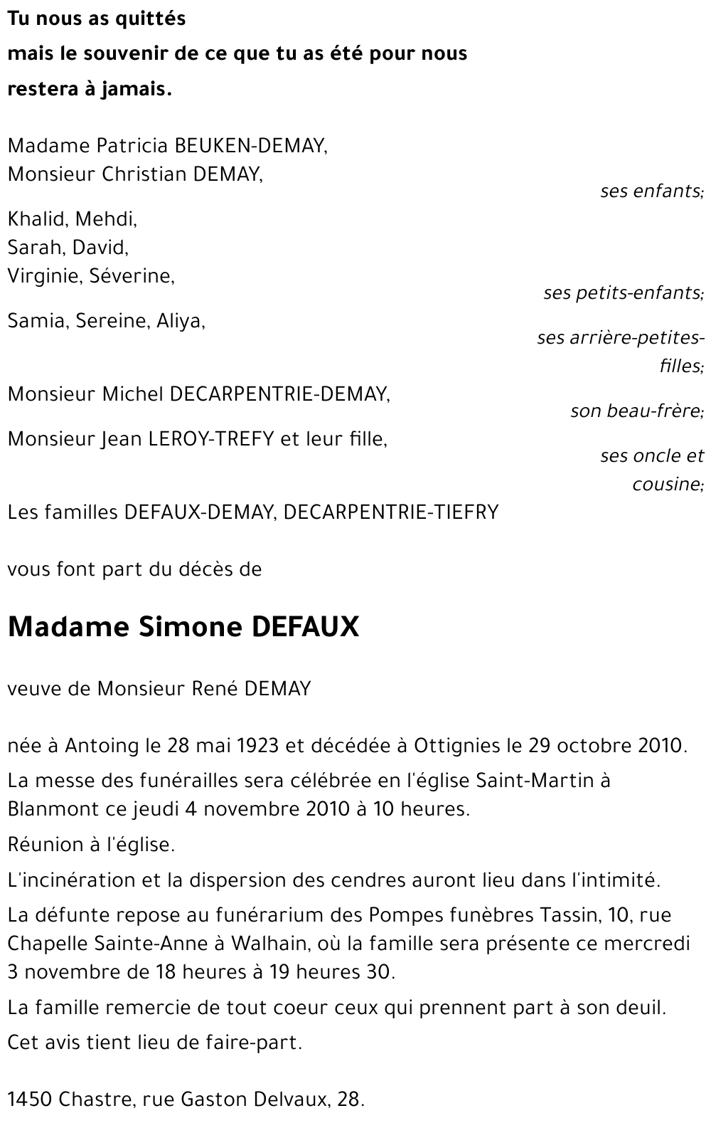 Simone DEFAUX