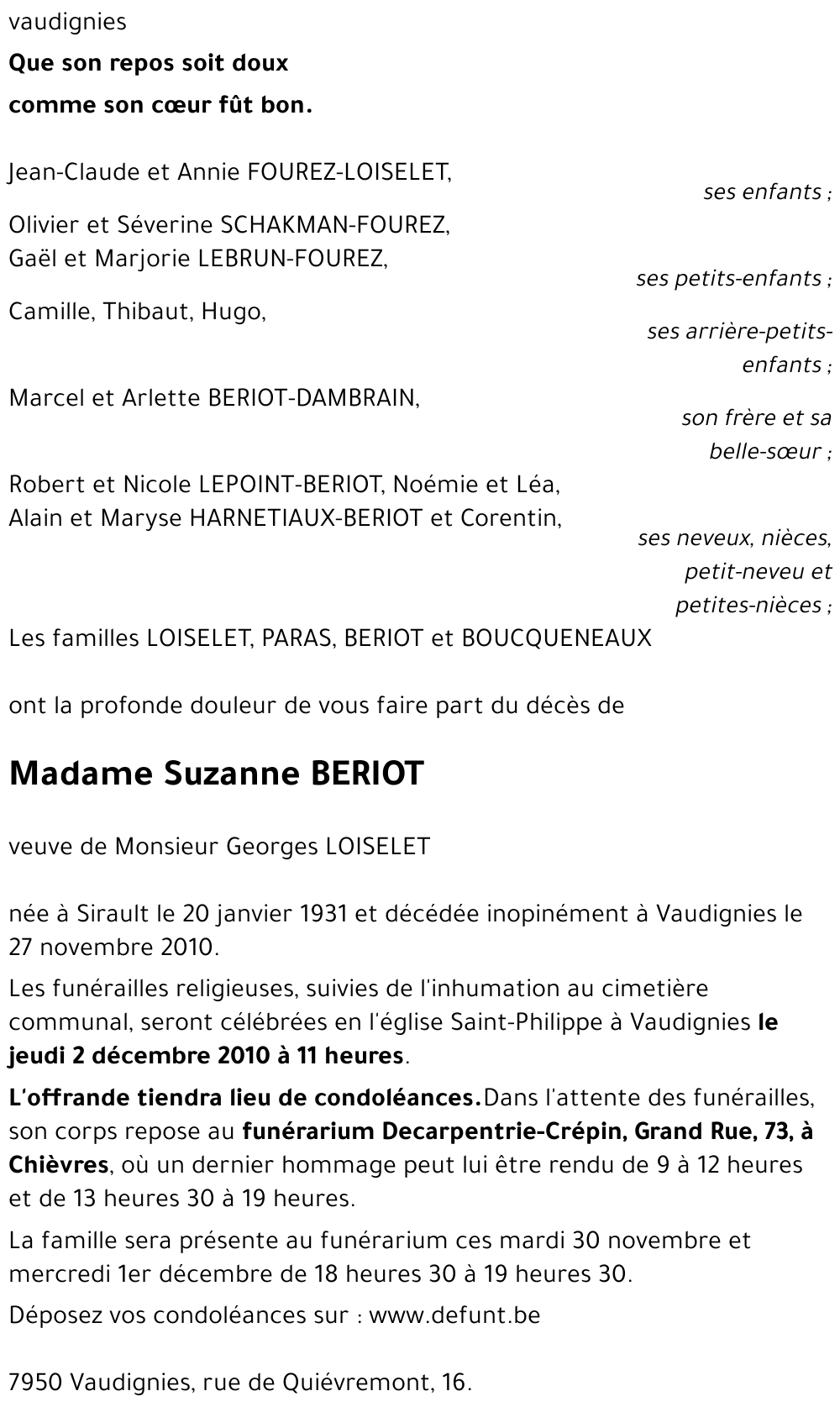 Suzanne BERIOT