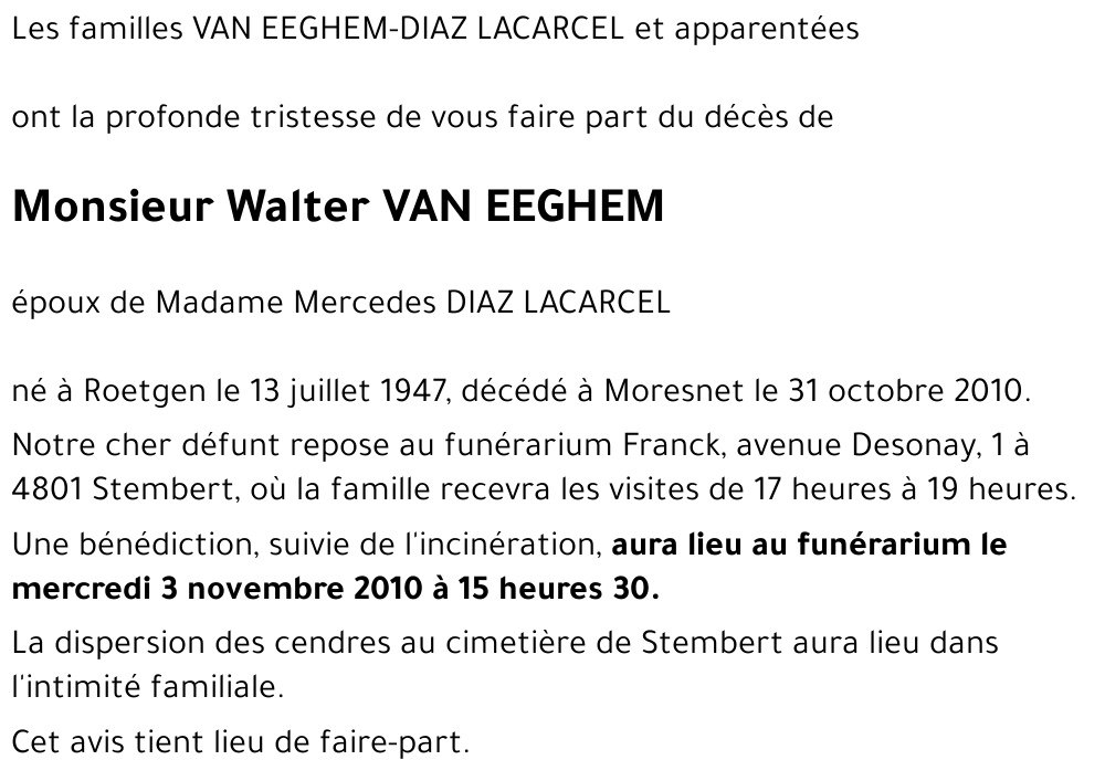 Walter VAN EEGHEM