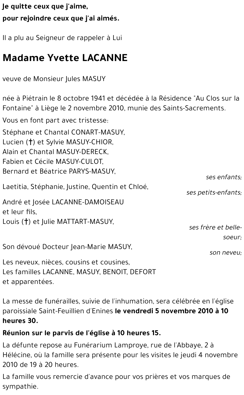 Yvette LACANNE