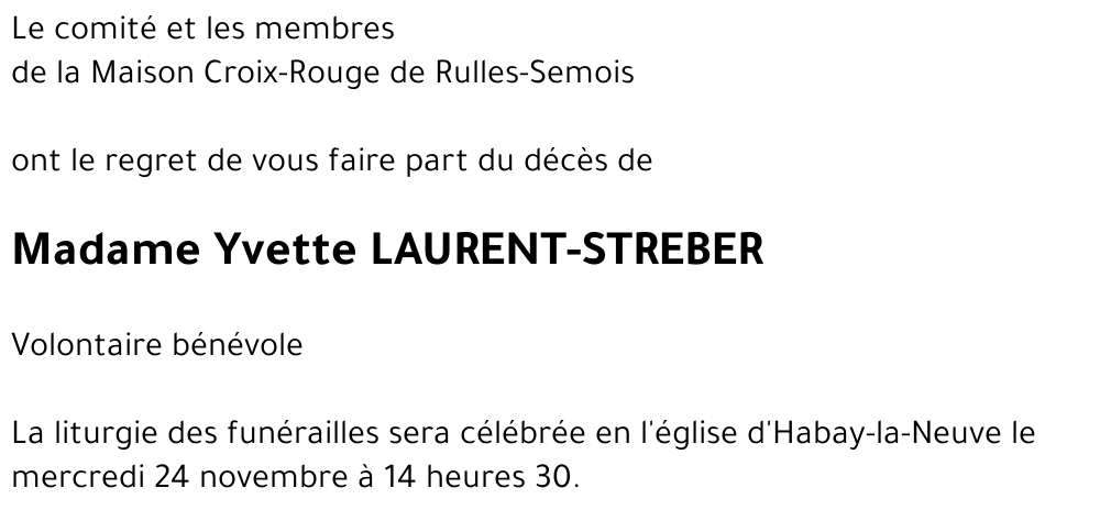Yvette LAURENT-STREBER