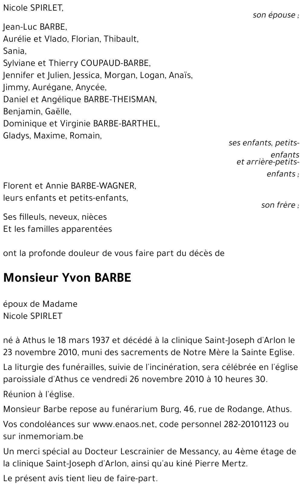 Yvon BARBE