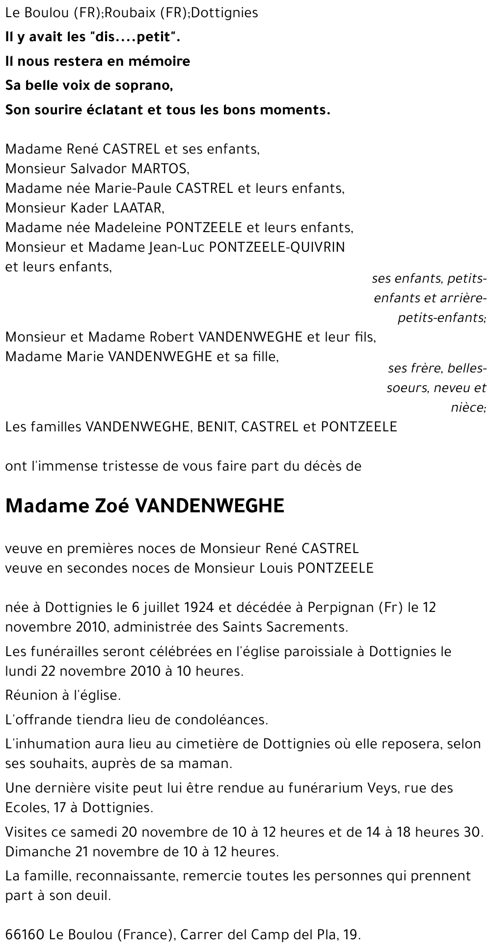 Zoé VANDENWEGHE