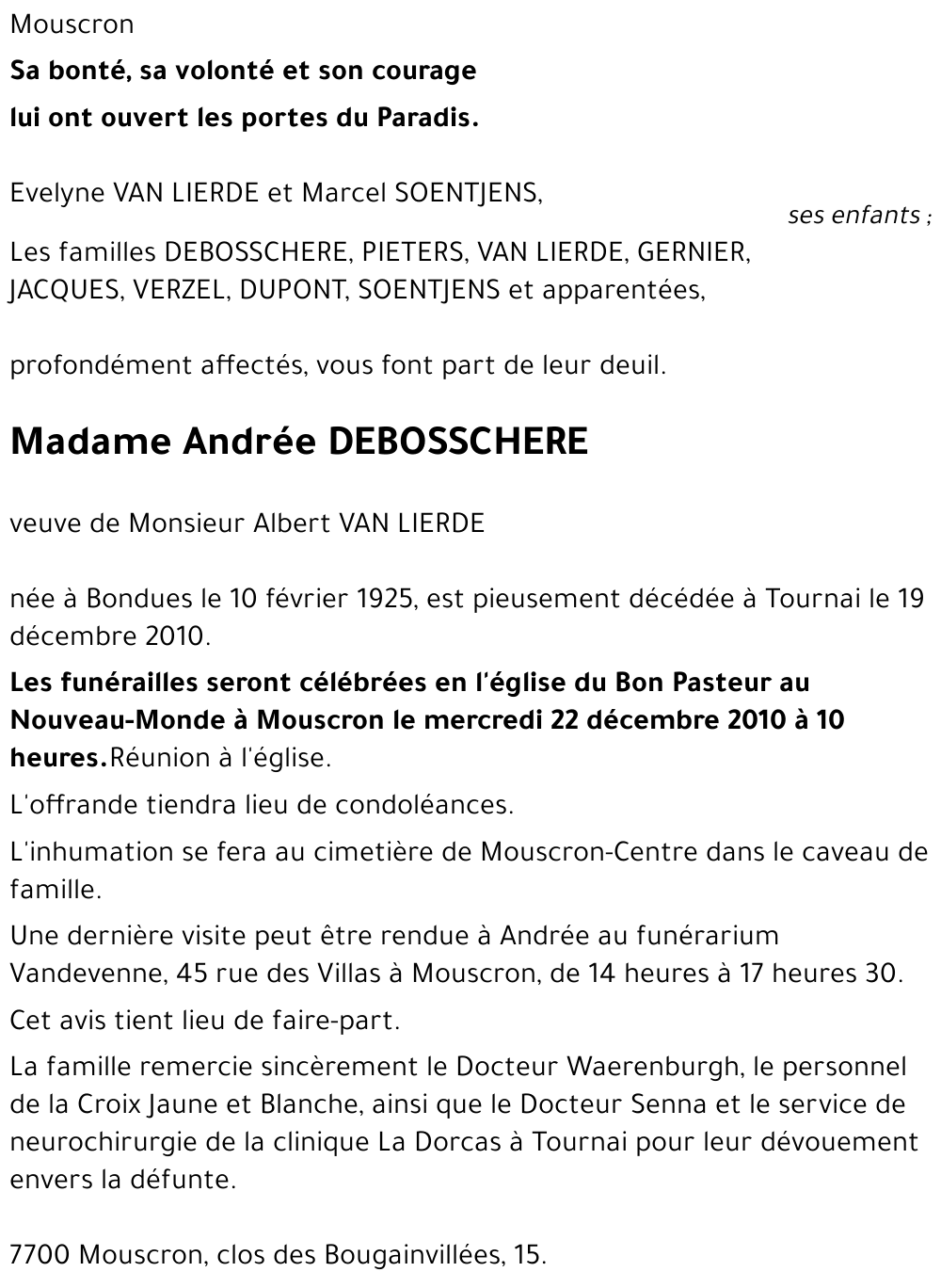 Andrée DEBOSSCHERE