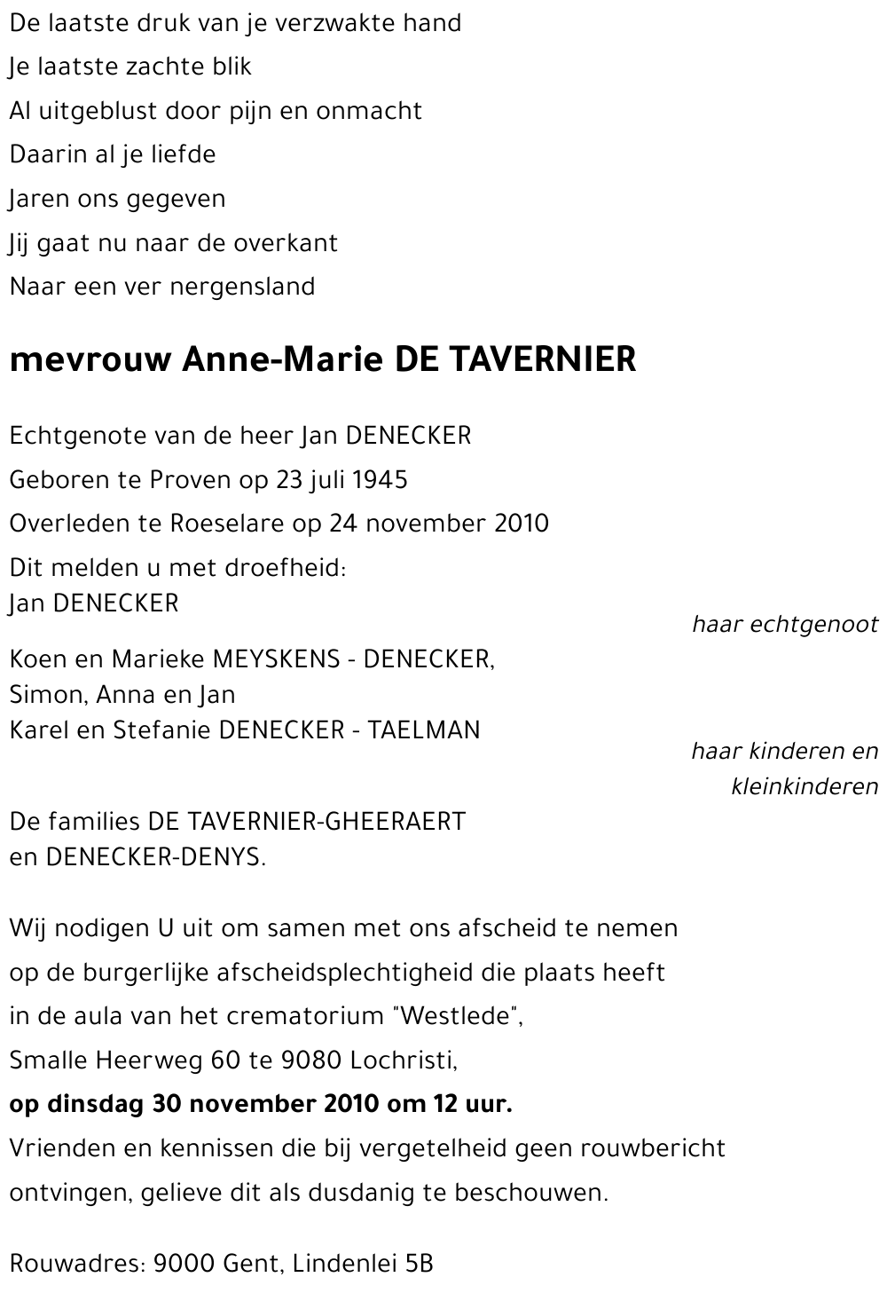 Anne-Marie DE TAVERNIER