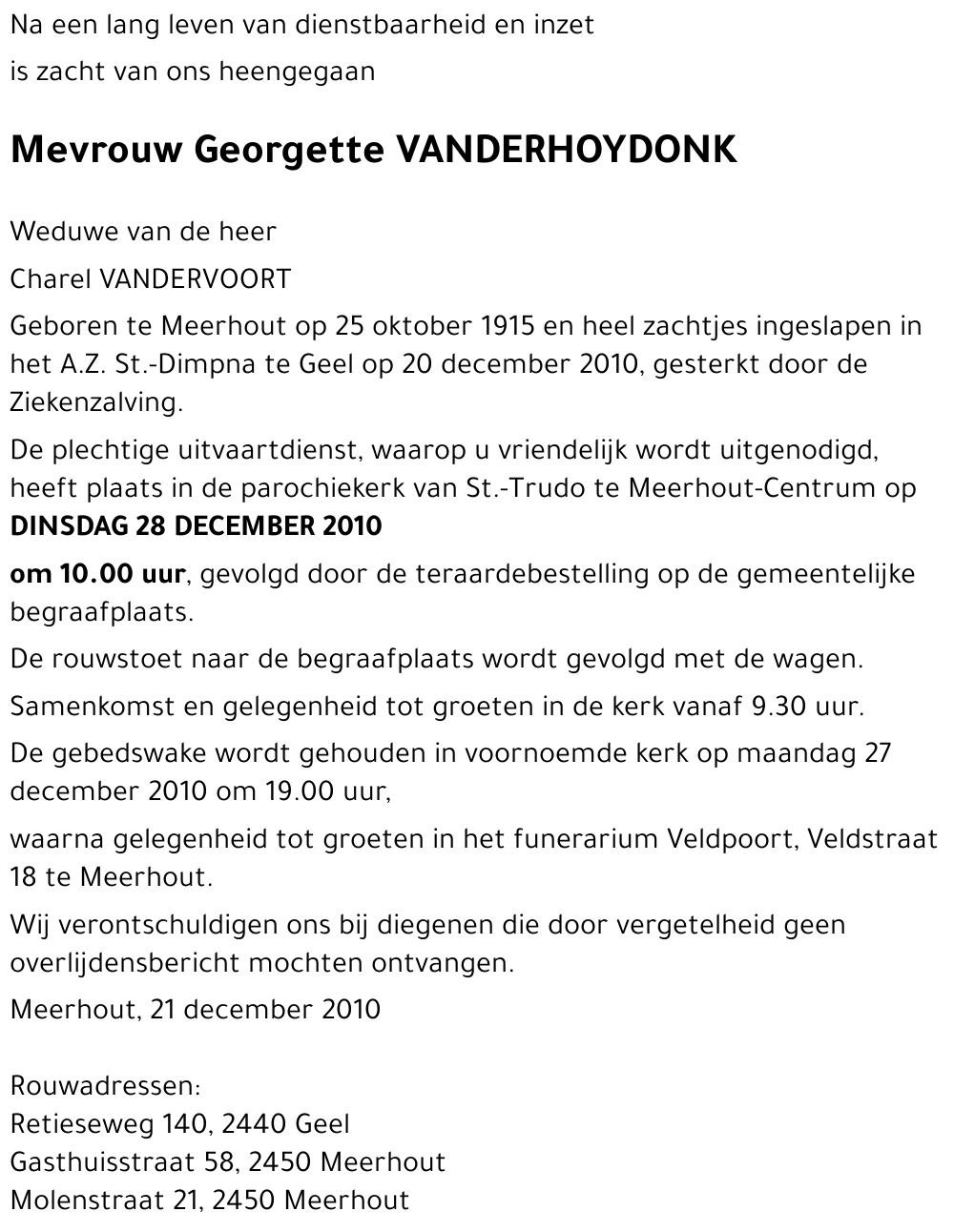 Georgette VANDERHOYDONK