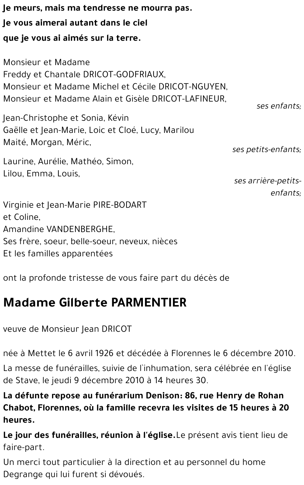 Gilberte PARMENTIER