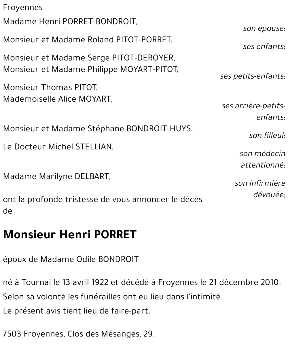 Henri PORRET