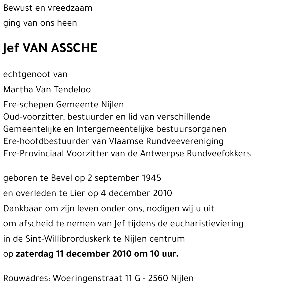 Jef VAN ASSCHE