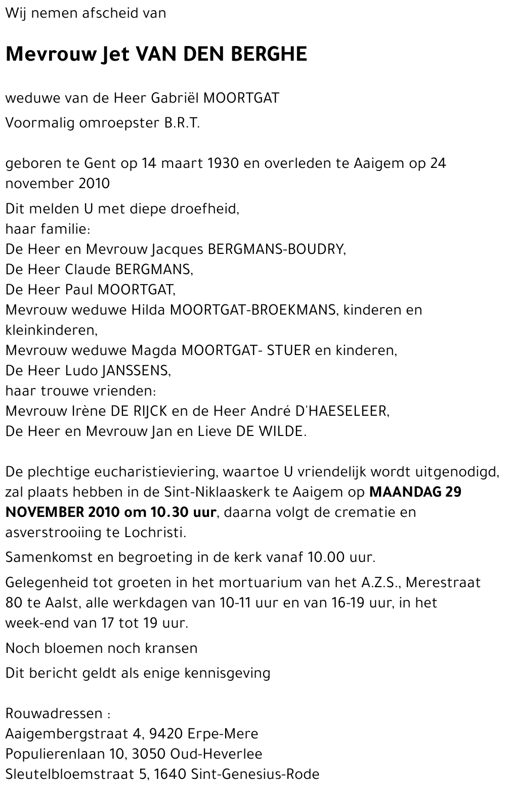 Jet VAN DEN BERGHE
