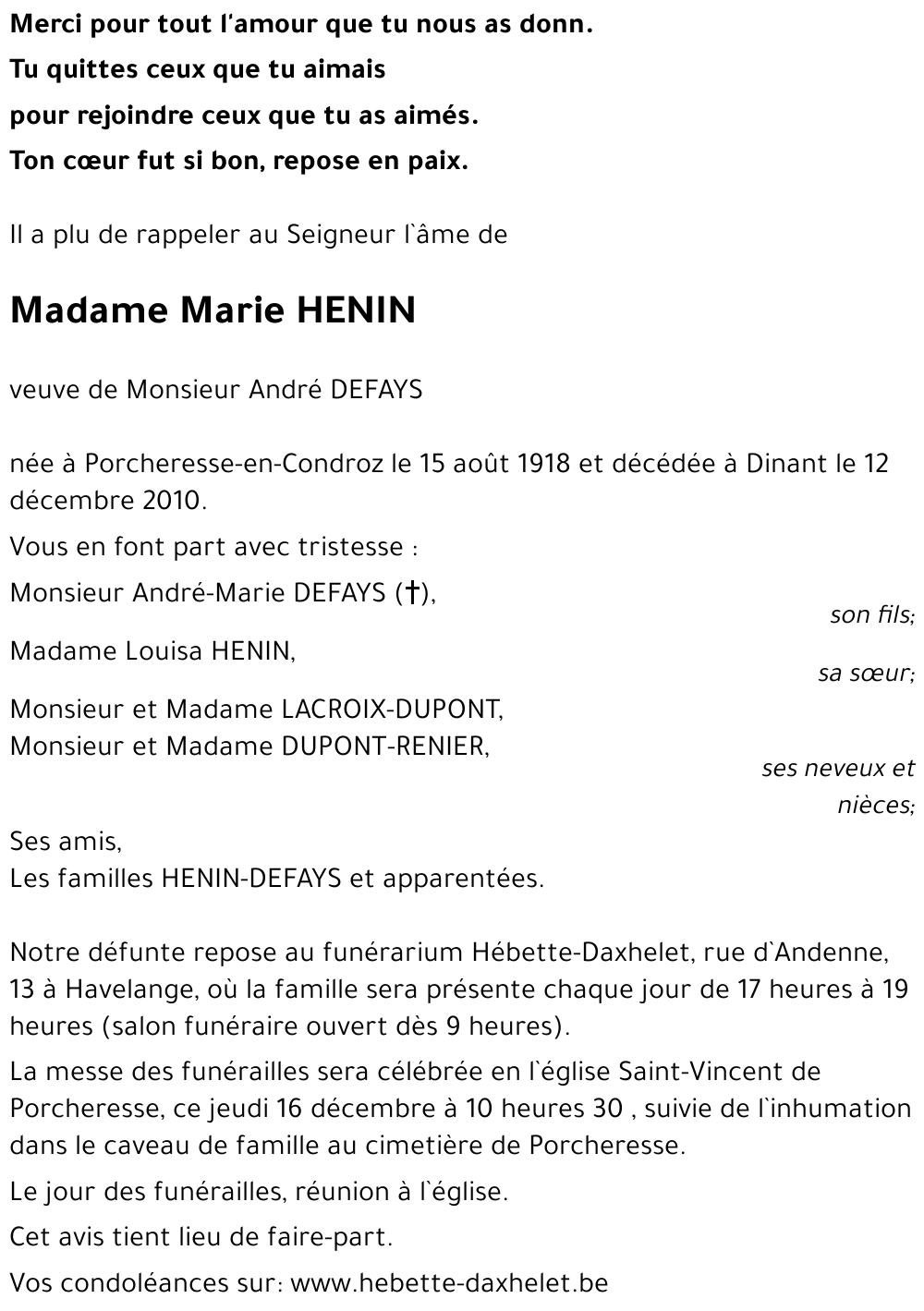 Marie HENIN