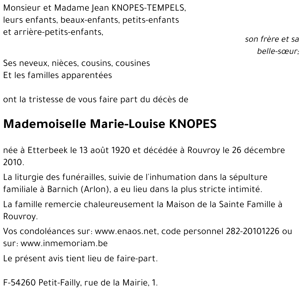 Marie-Louise KNOPES