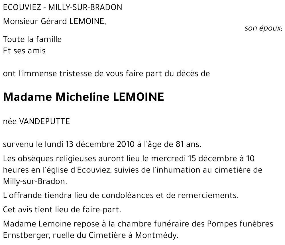 Micheline LEMOINE