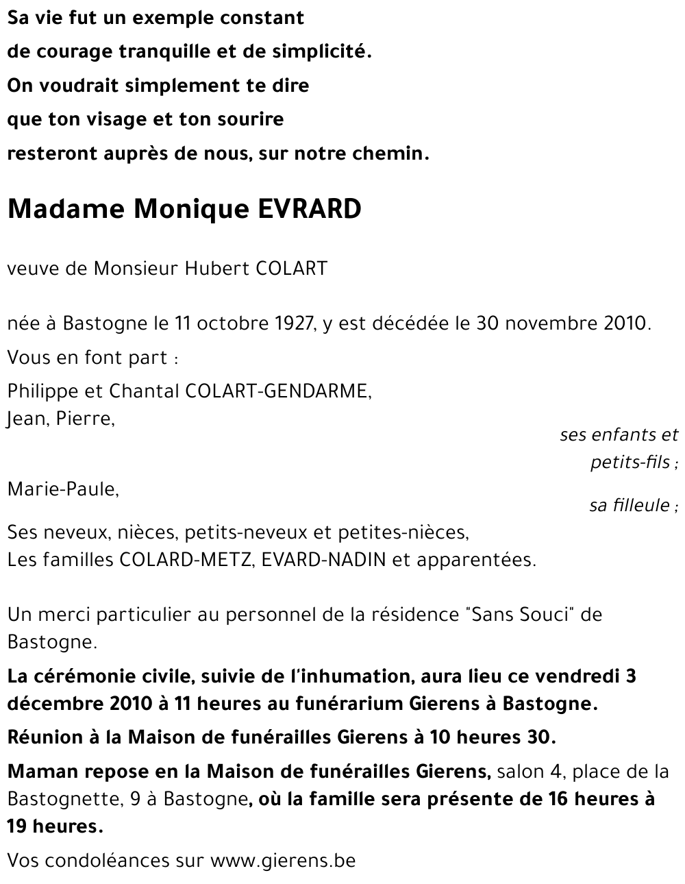 Monique EVRARD