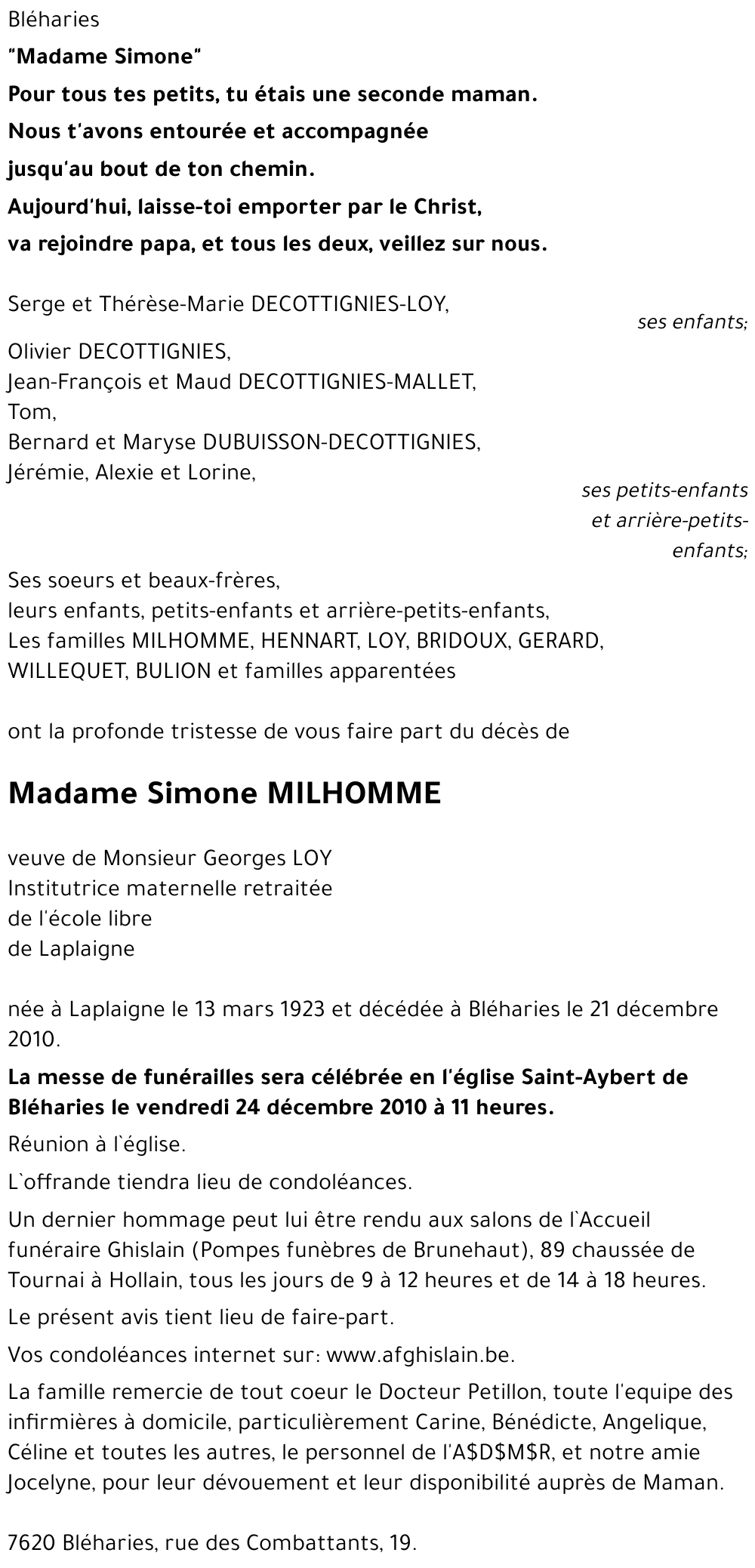 Simone MILHOMME
