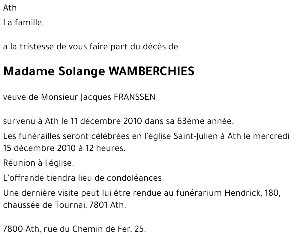 Solange WAMBERCHIES