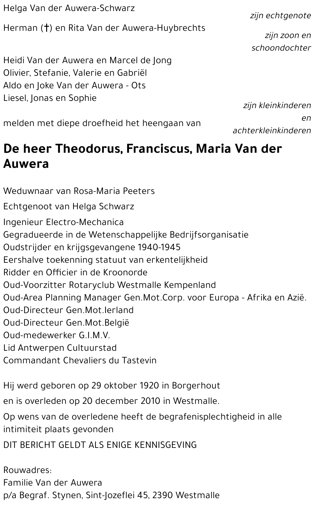 Theodorus VAN DER AUWERA
