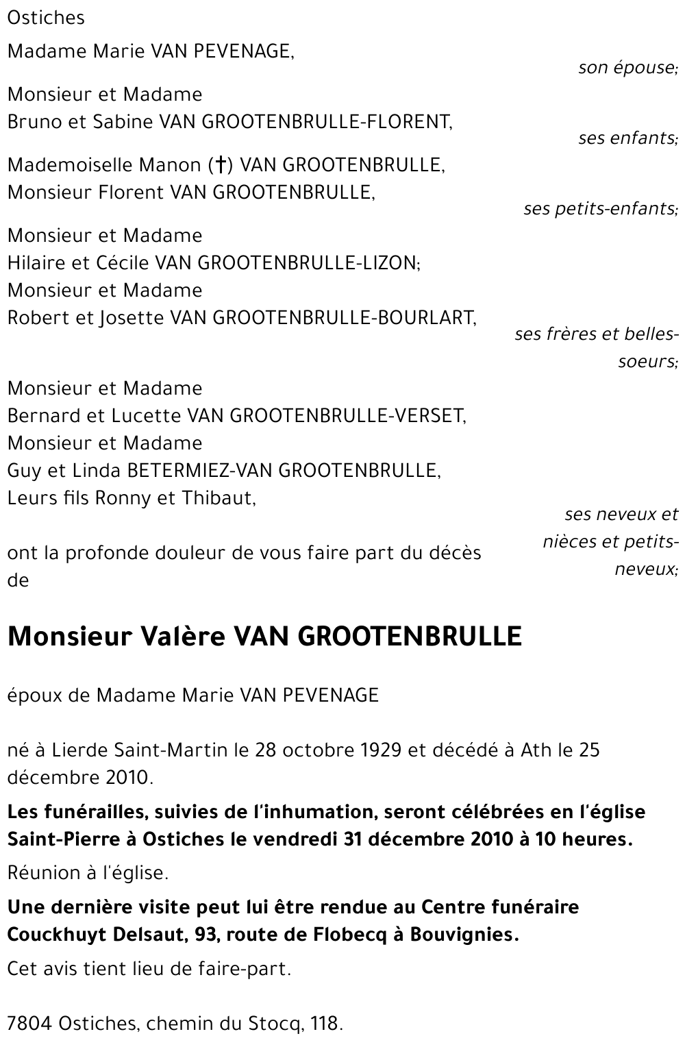 Valère VAN GROTENBRULLE