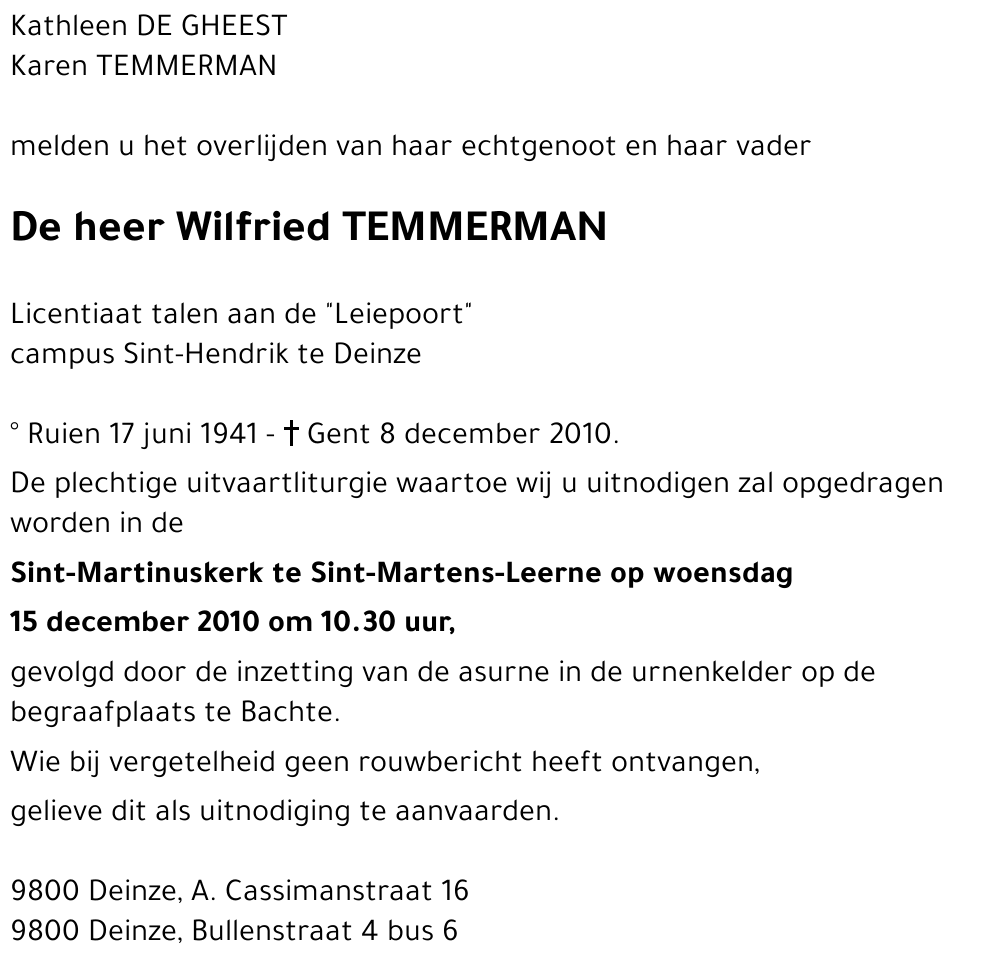 Wilfried TEMMERMAN