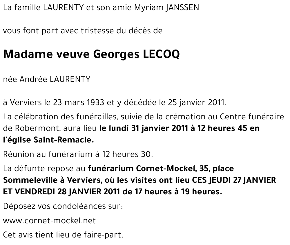Andrée LAURENTY