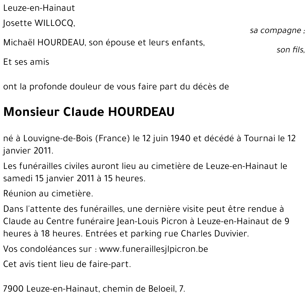 Claude HOURDEAU