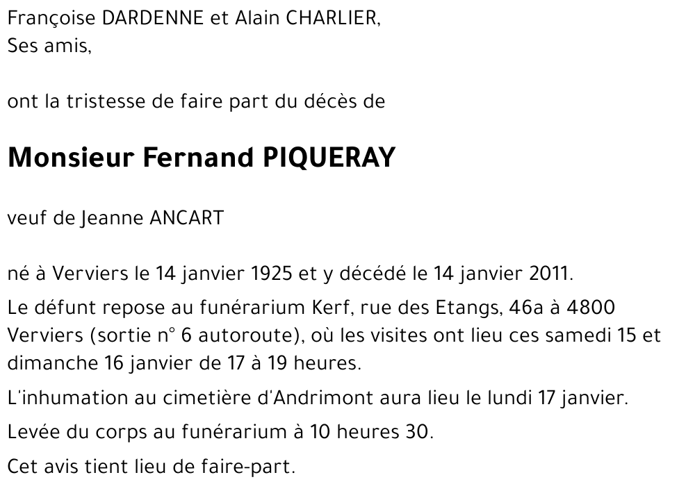 Fernand PIQUERAY