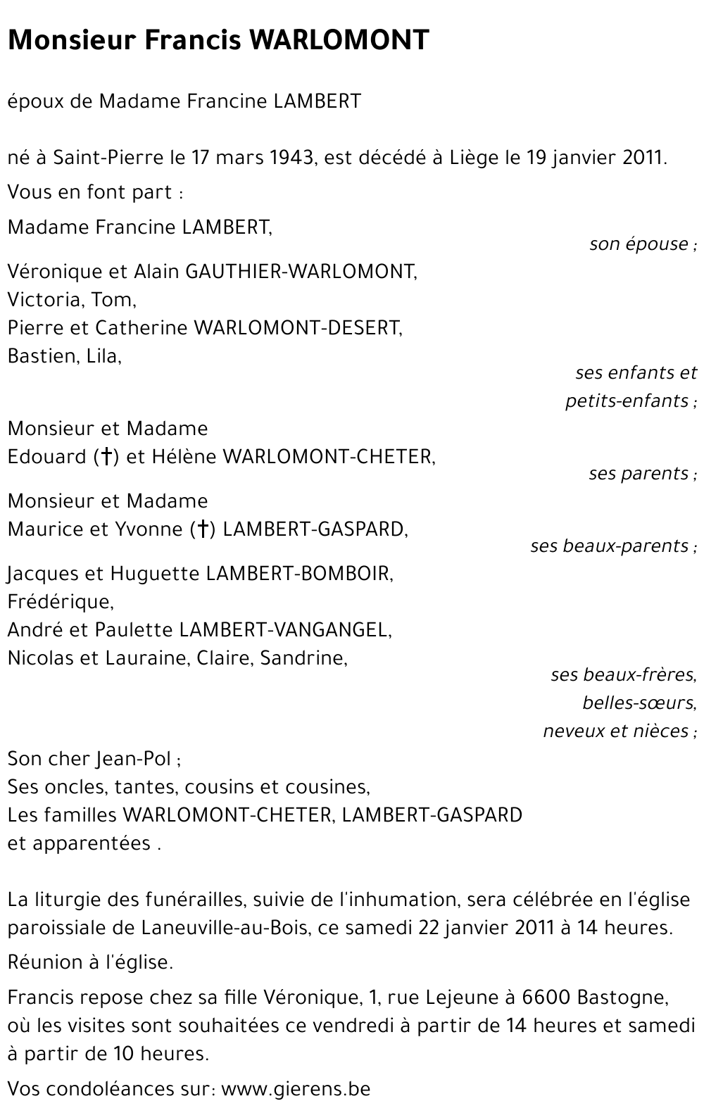 Francis WARLOMONT