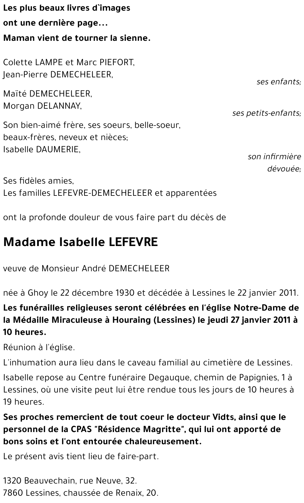 Isabelle LEFEVRE