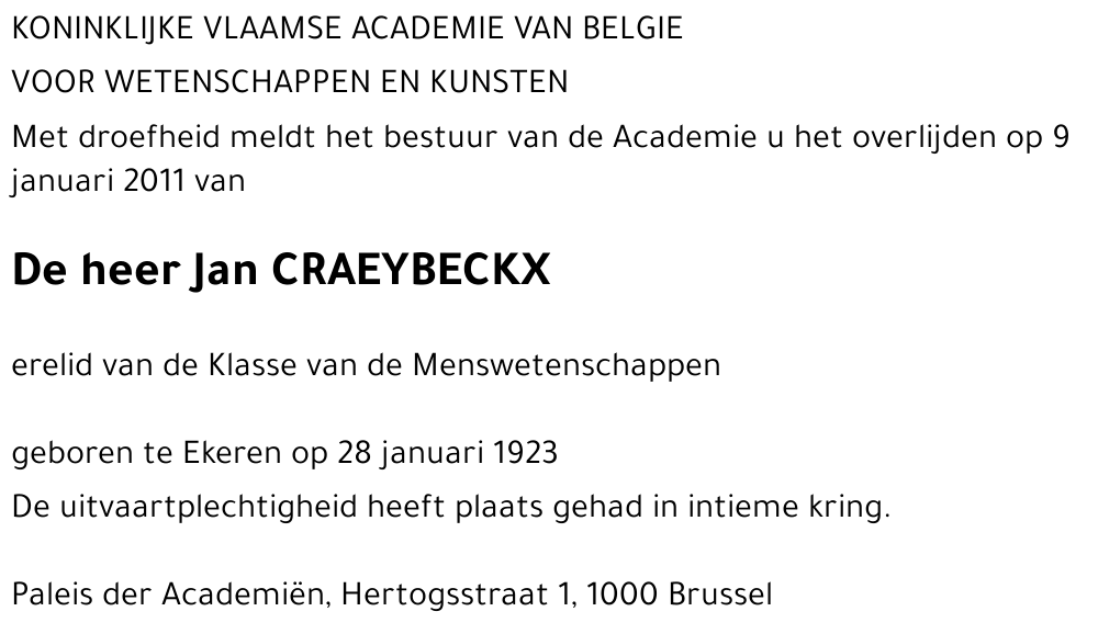 Jan CRAEYBECKX