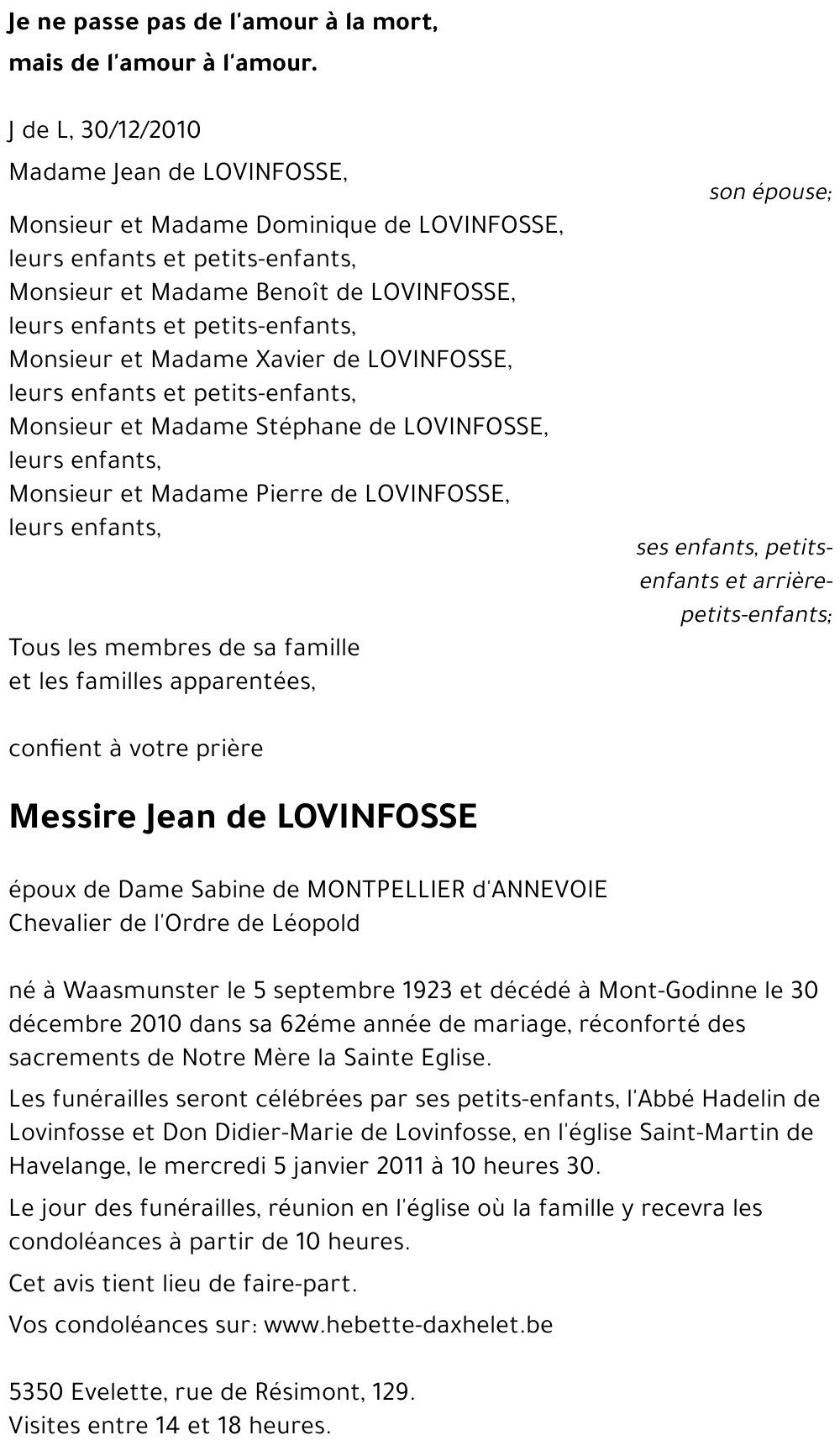 Jean de LOVINFOSSE