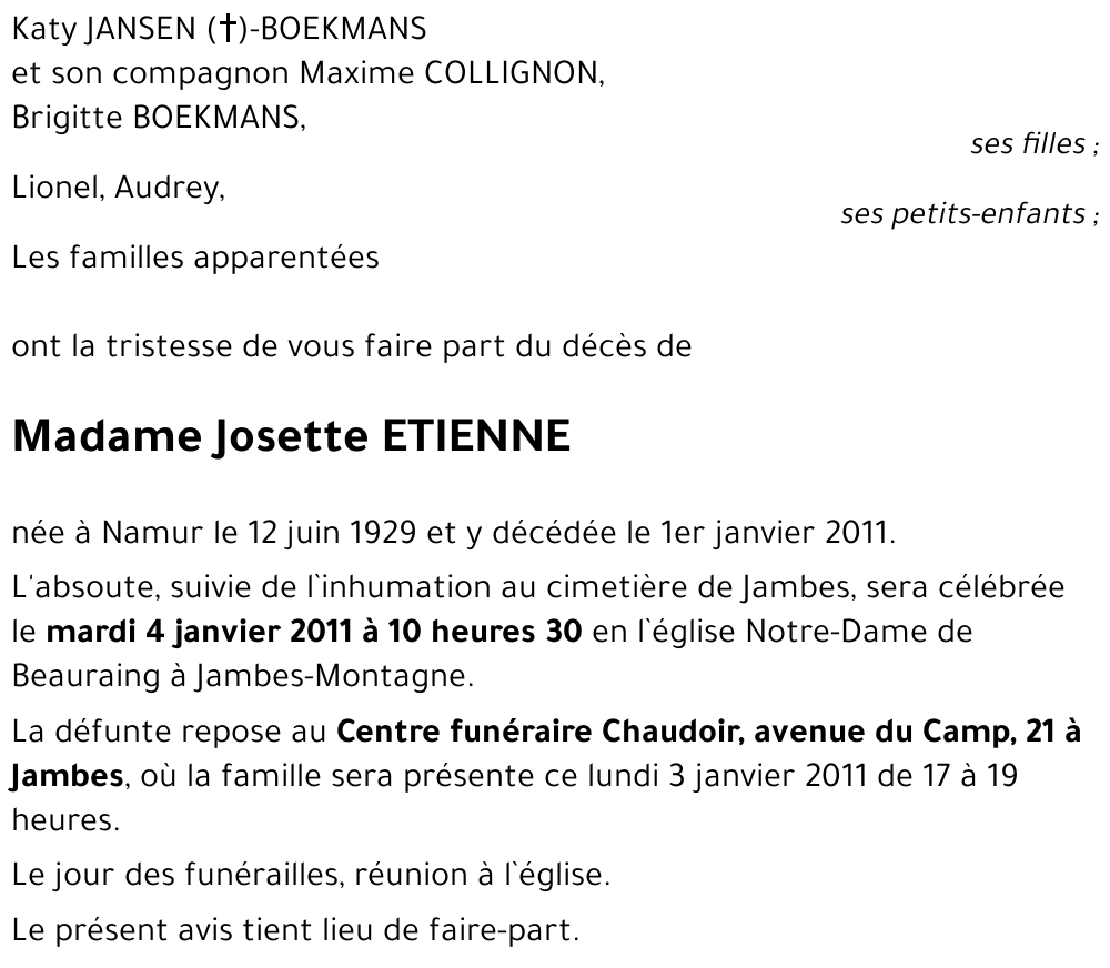 Josette ETIENNE