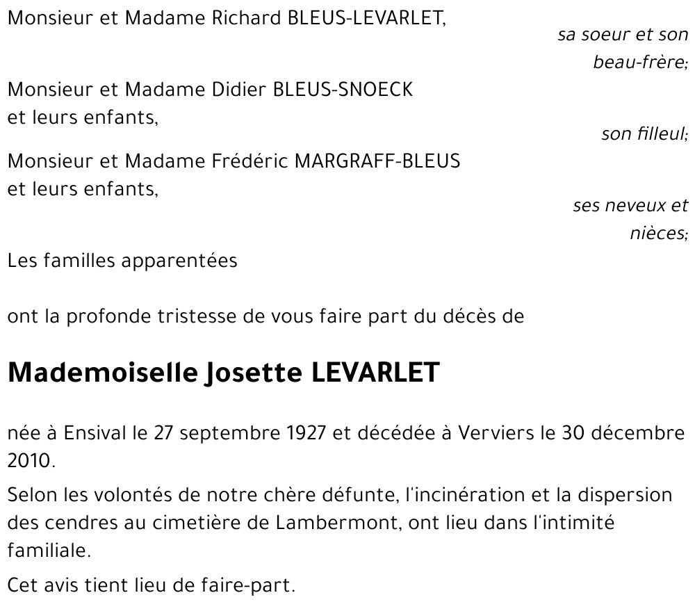 Josette LEVARLET