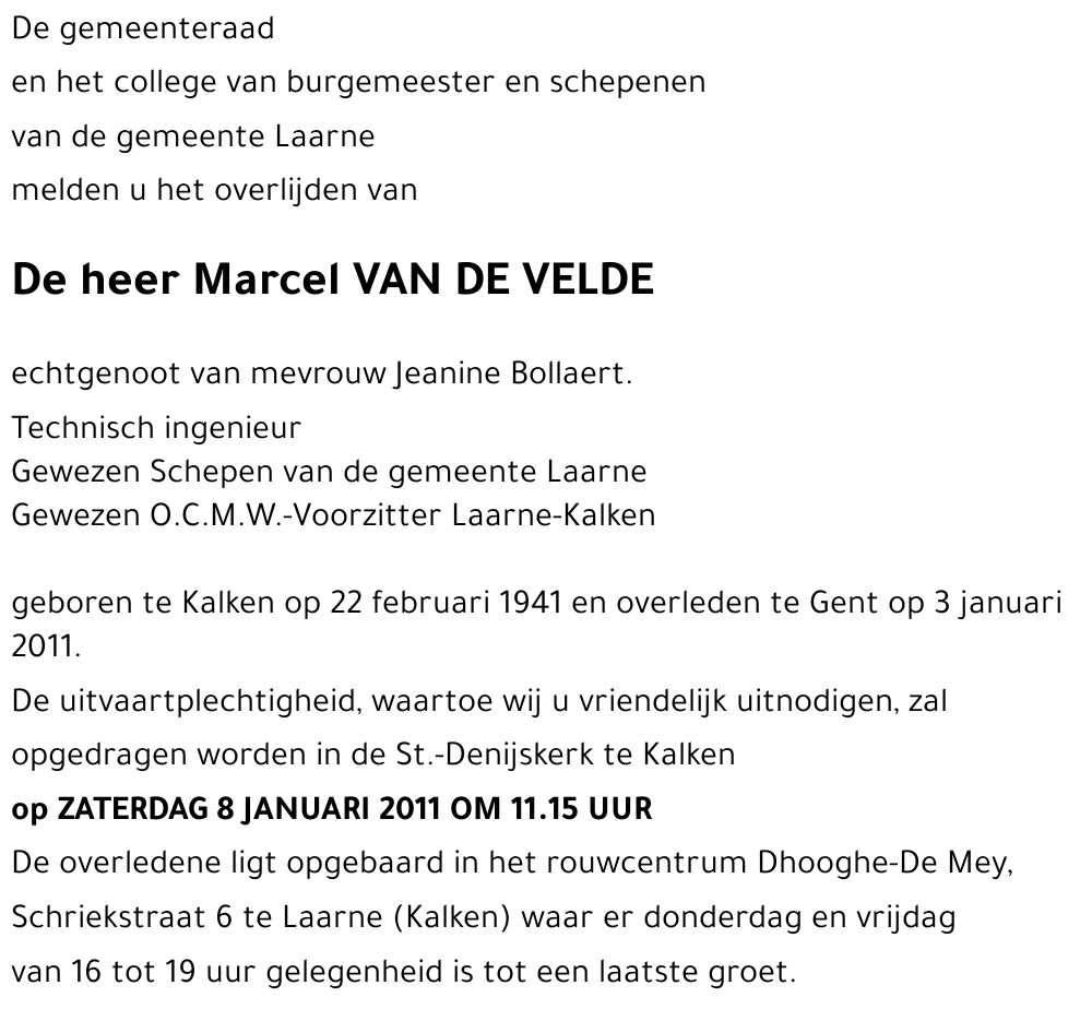 Marcel VAN DE VELDE