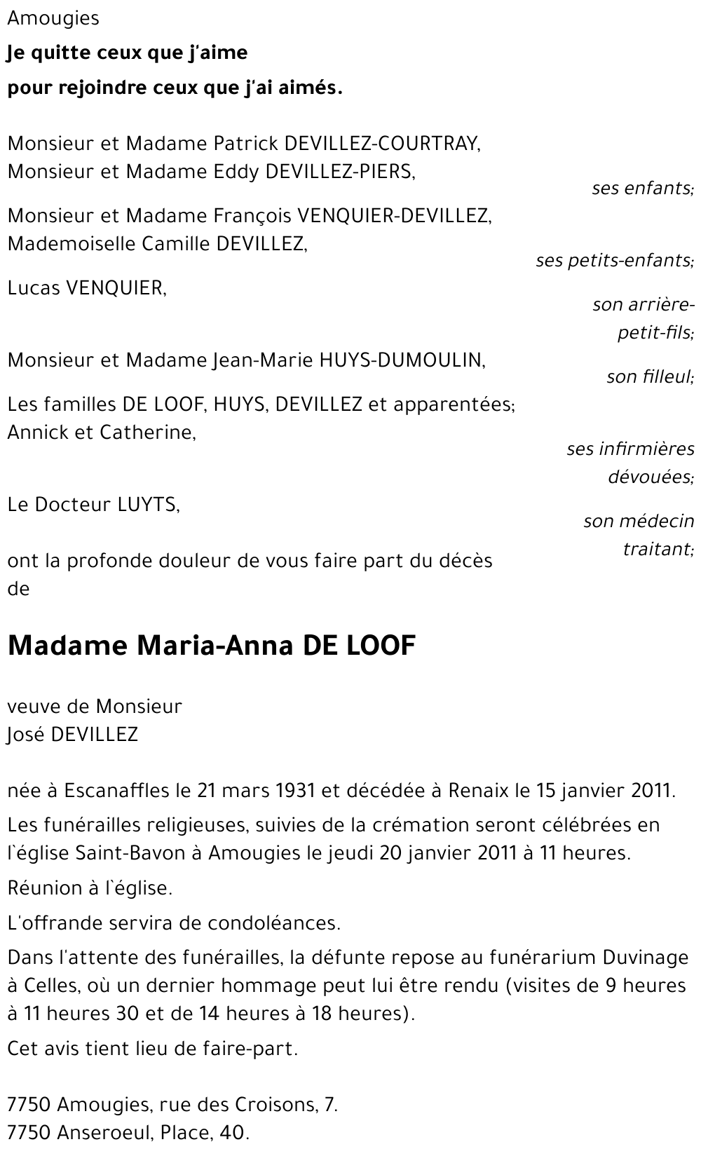 Maria-Anna DE LOOF