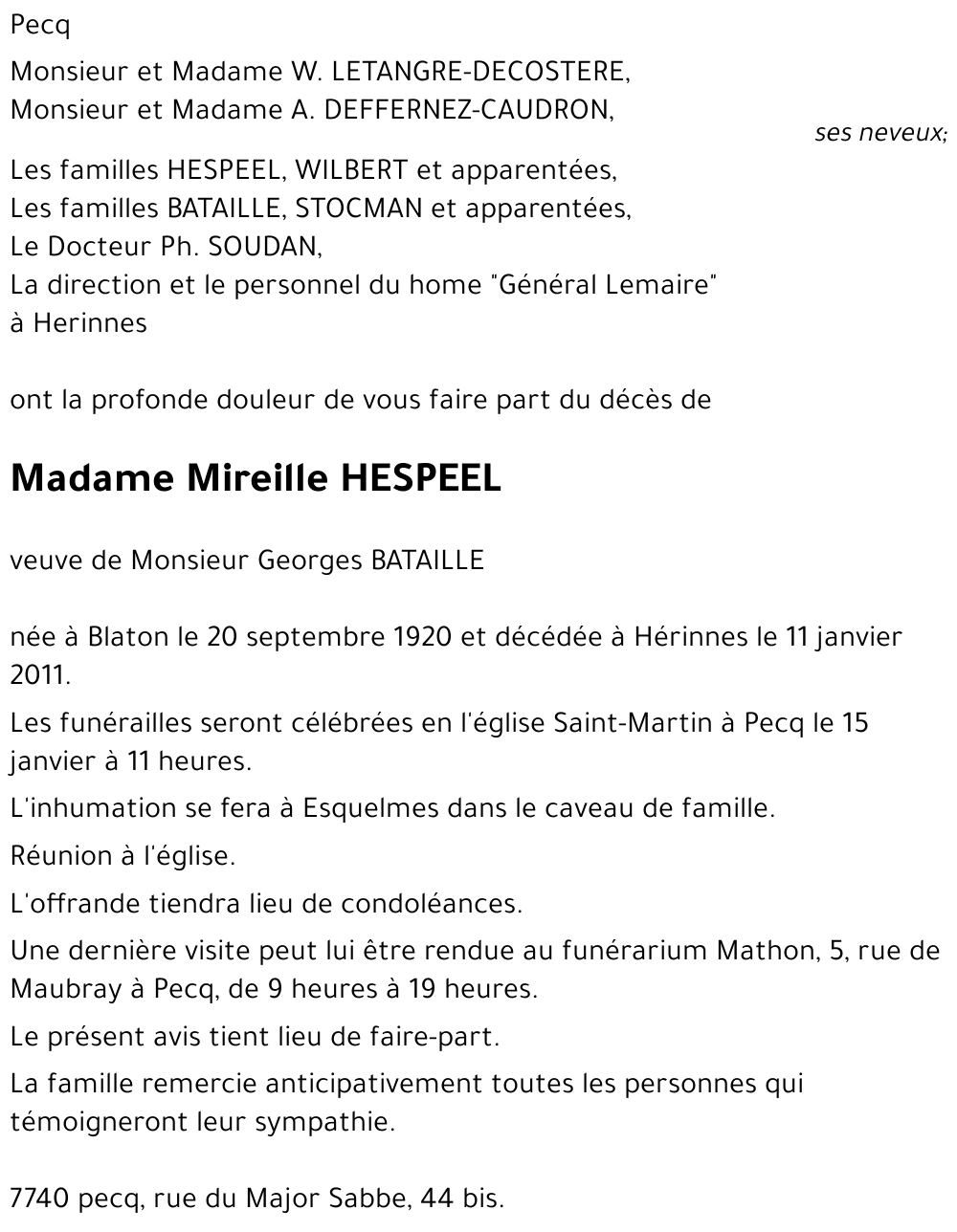 Mireille HESPEEL