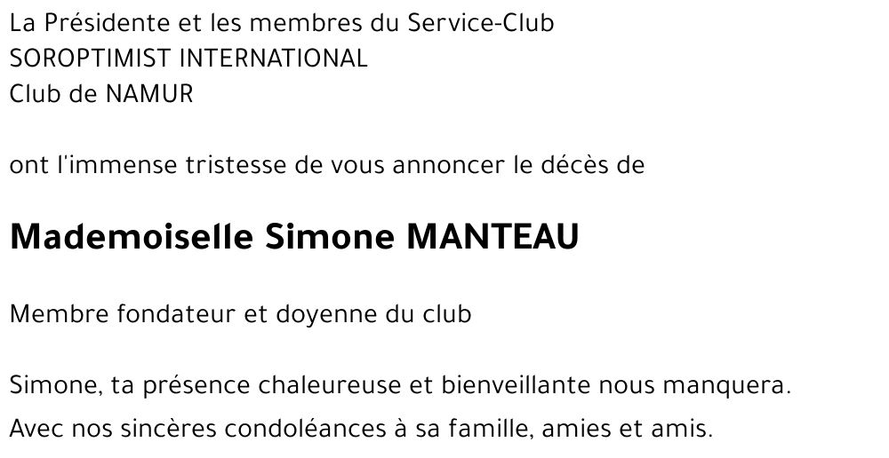 Simone MANTEAU