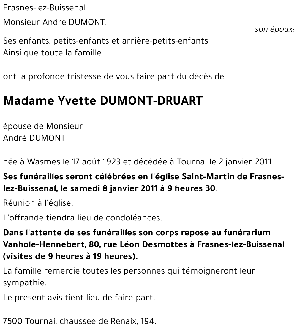 Yvette DRUART