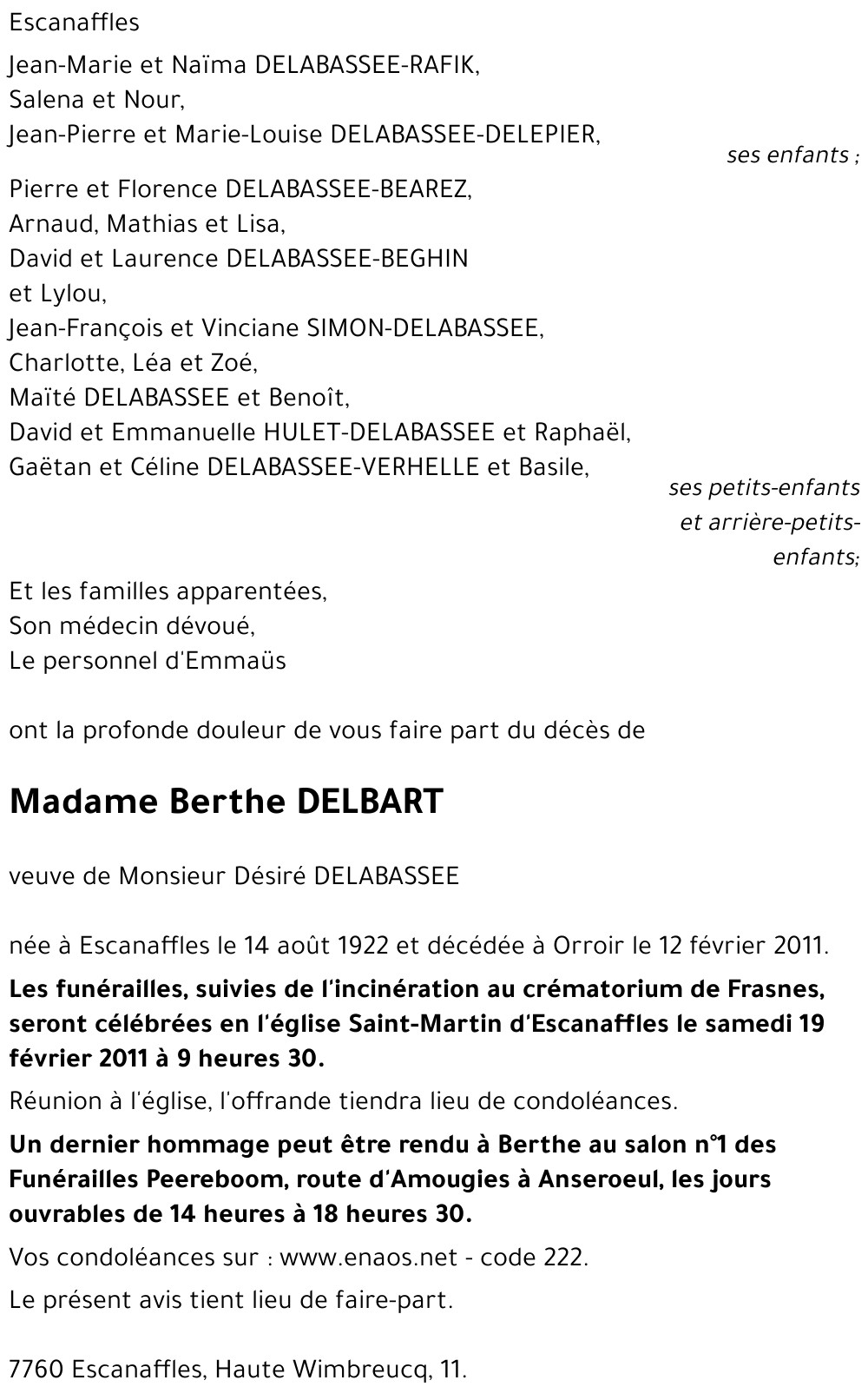 Berthe DELBART