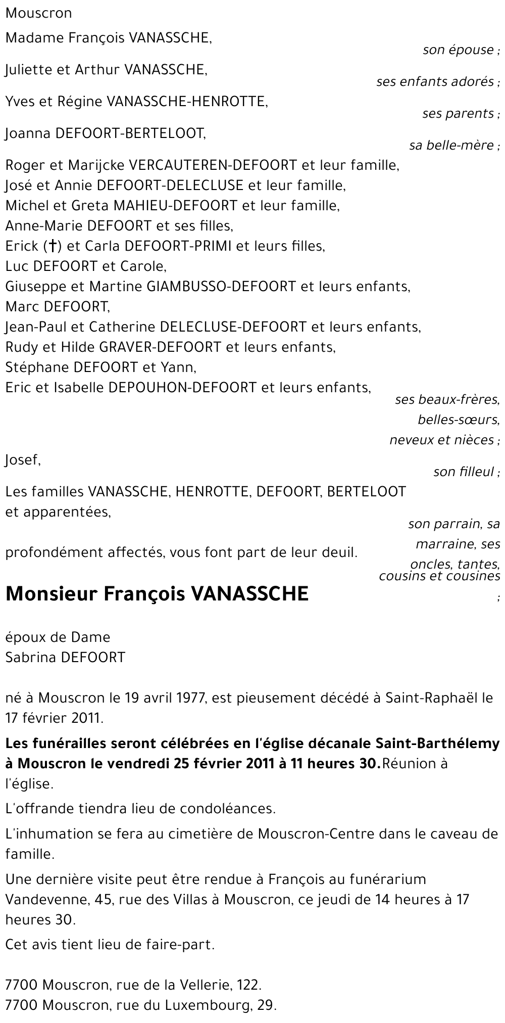 François VANASSCHE
